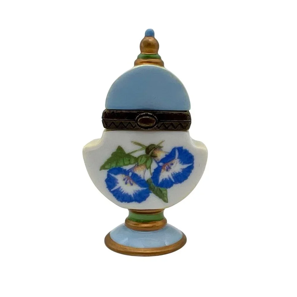 Vintage Ceramic Morning Glory Hinged Trinket Box Midwest Of Cannon Falls - Picture 2 of 9